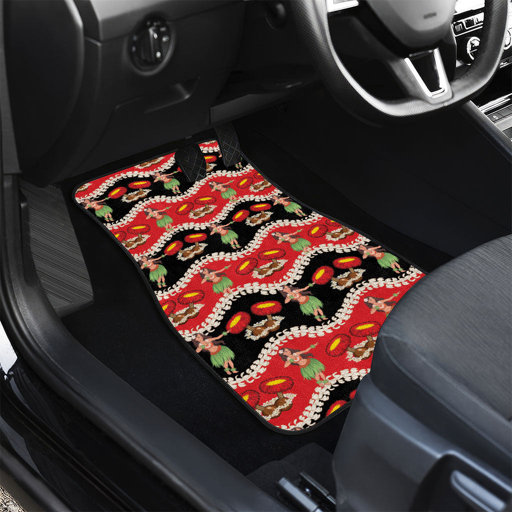 Uliuli Hawaii Makahiki Car Mats Hawaiian Puakenikeni Lei Hula Girl Red Version LT14 - Polynesian Pride