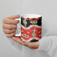 Uliuli Hawaii Makahiki Ceramic Mug Hawaiian Puakenikeni Lei Hula Girl Red Version LT14 - Polynesian Pride