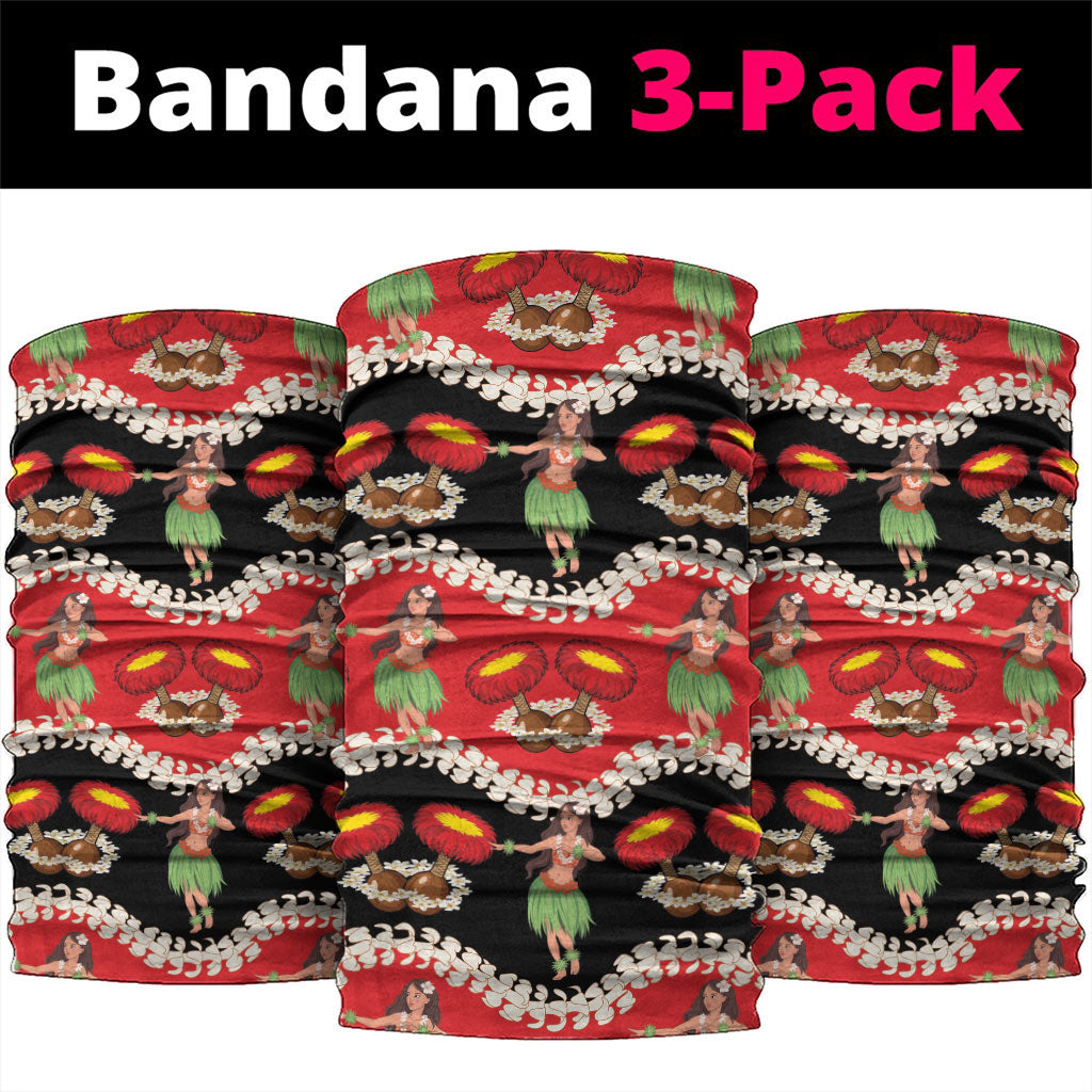 Uliuli Hawaii Makahiki Neck Gaiter Hawaiian Puakenikeni Lei Hula Girl Red Version LT14 package One Size: 25*50cm Red - Polynesian Pride