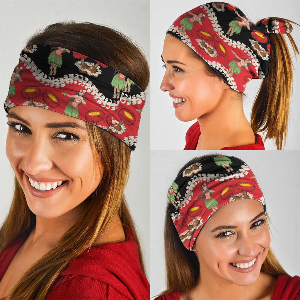 Uliuli Hawaii Makahiki Neck Gaiter Hawaiian Puakenikeni Lei Hula Girl Red Version LT14 - Polynesian Pride