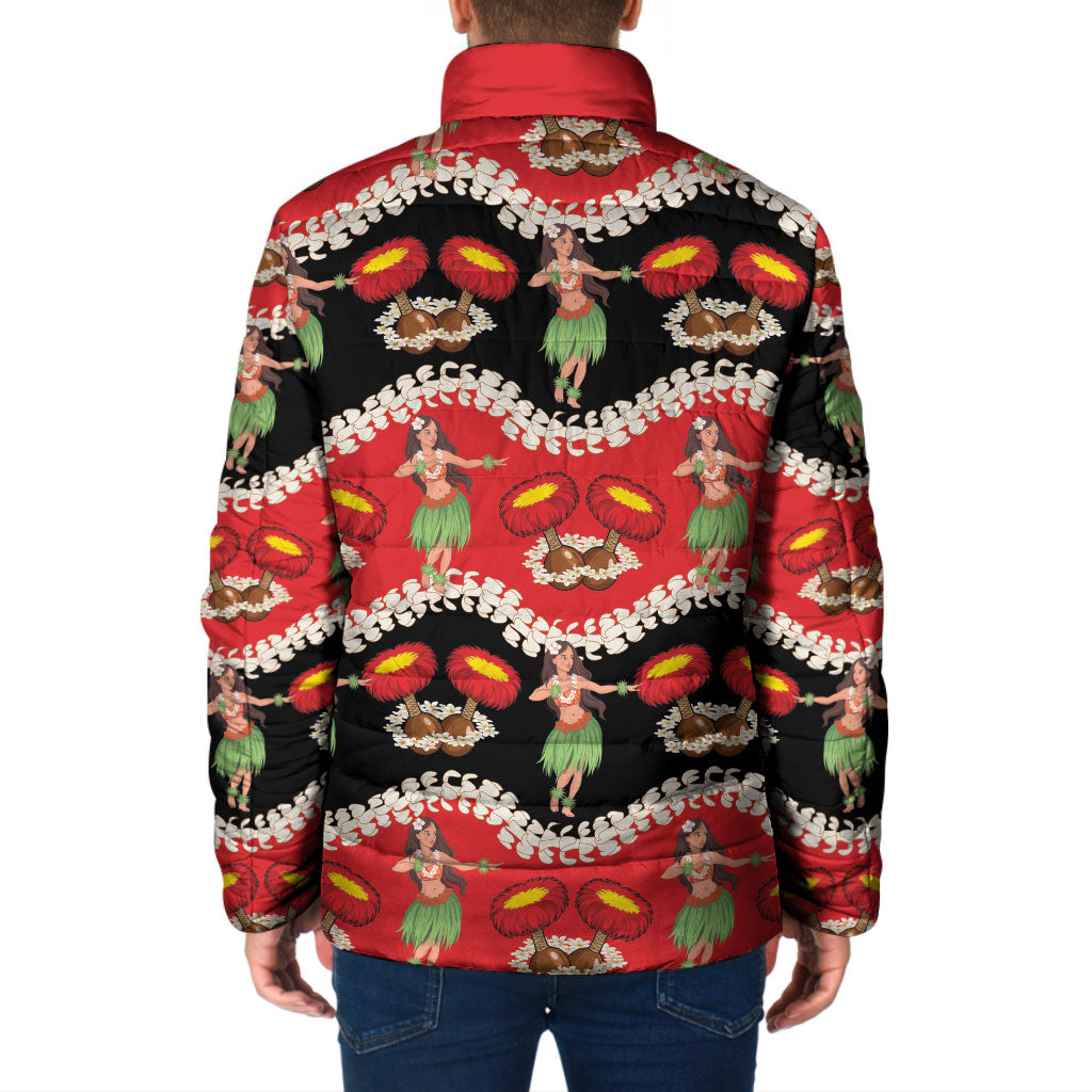 Uliuli Hawaii Makahiki Padded Jacket Hawaiian Puakenikeni Lei Hula Girl Red Version LT14 - Polynesian Pride