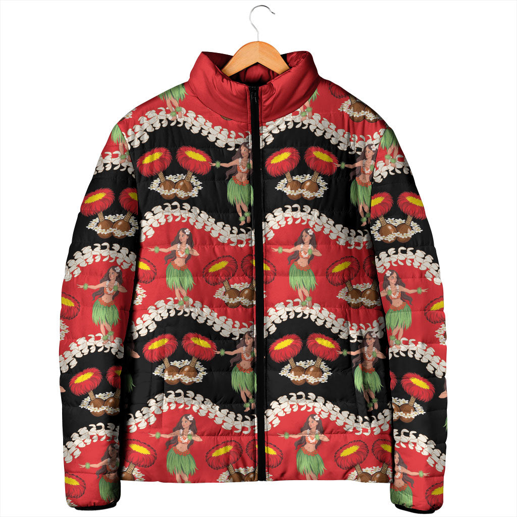 Uliuli Hawaii Makahiki Padded Jacket Hawaiian Puakenikeni Lei Hula Girl Red Version LT14 - Polynesian Pride