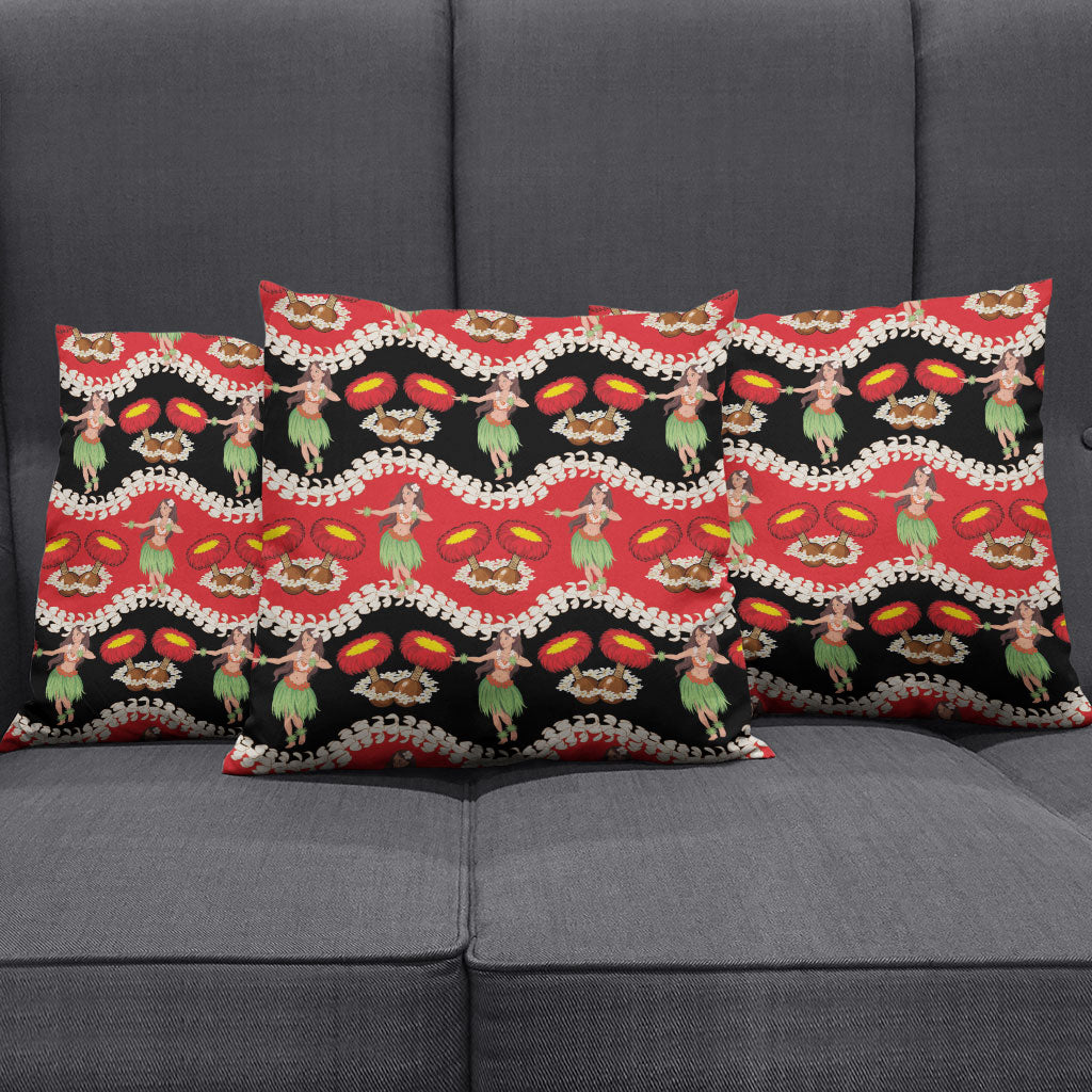 Uliuli Hawaii Makahiki Pillow Cover Hawaiian Puakenikeni Lei Hula Girl Red Version LT14 - Polynesian Pride