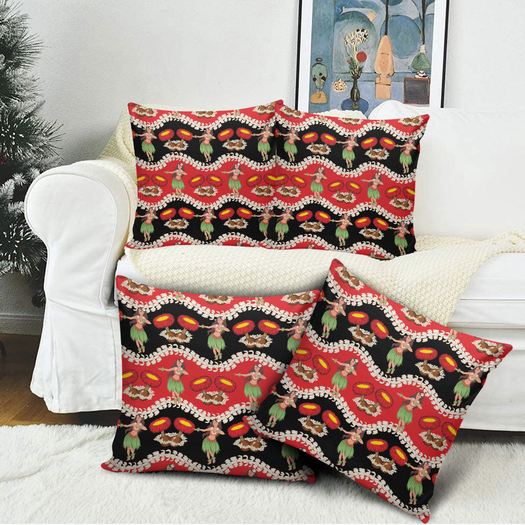 Uliuli Hawaii Makahiki Pillow Cover Hawaiian Puakenikeni Lei Hula Girl Red Version LT14 - Polynesian Pride