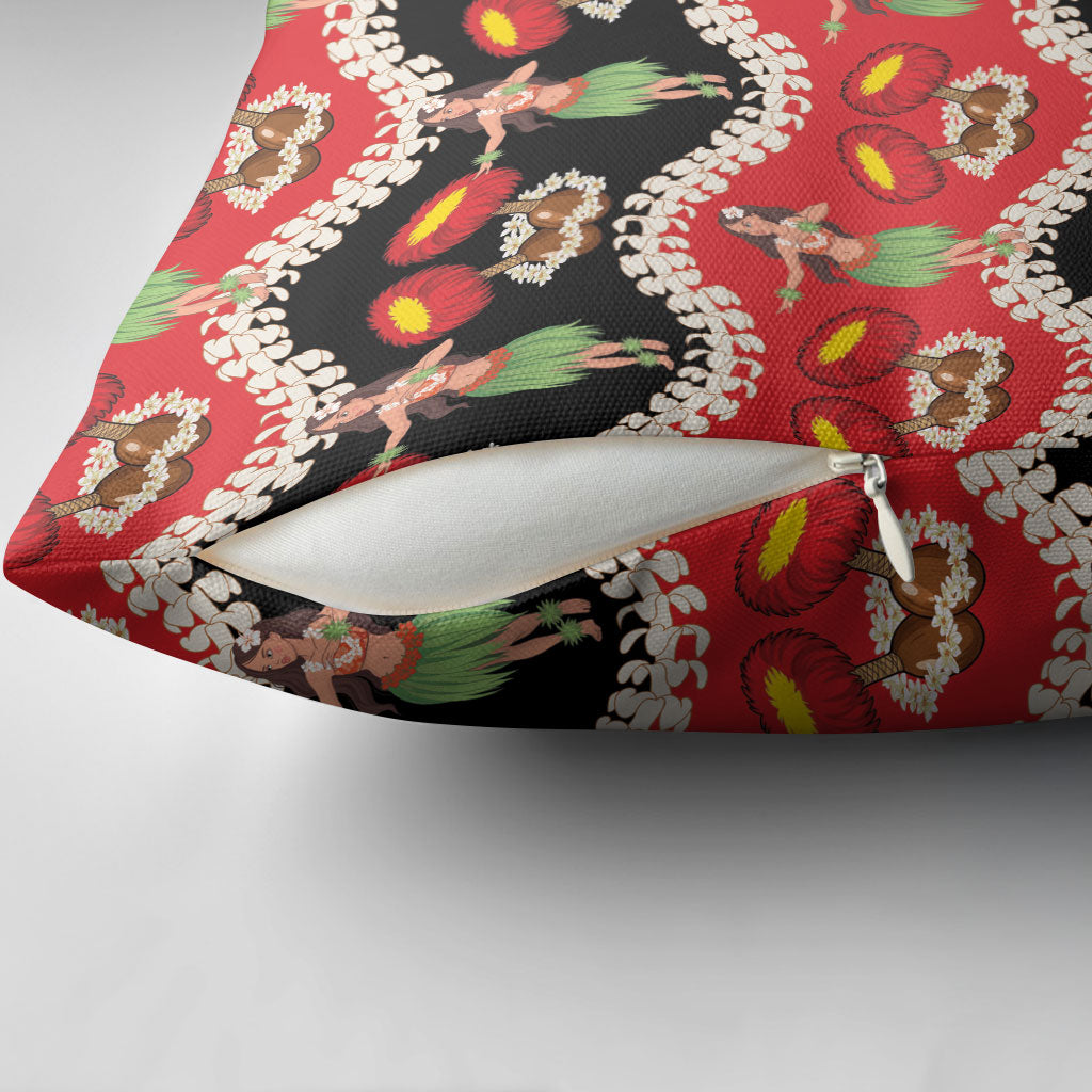 Uliuli Hawaii Makahiki Pillow Cover Hawaiian Puakenikeni Lei Hula Girl Red Version LT14 - Polynesian Pride