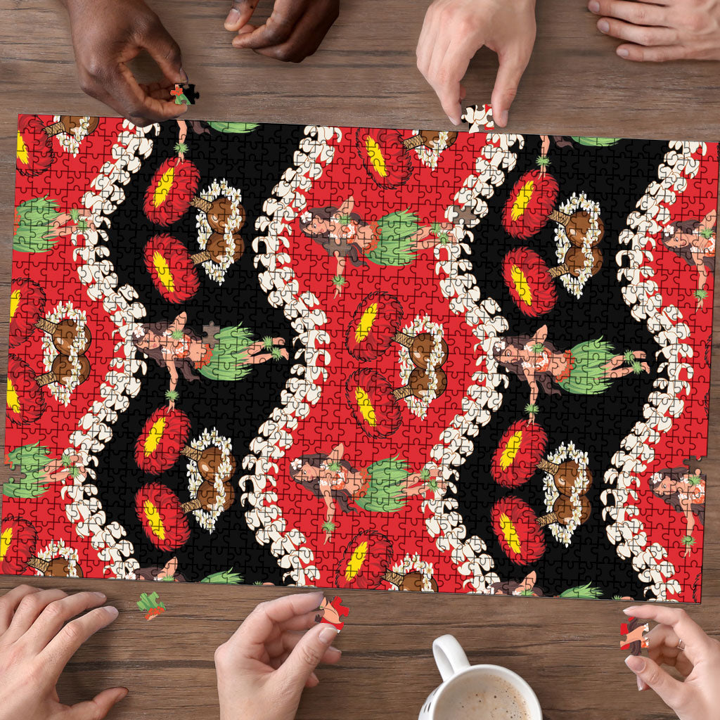 Uliuli Hawaii Makahiki Puzzle Hawaiian Puakenikeni Lei Hula Girl Red Version