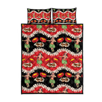 Uliuli Hawaii Makahiki Quilt Bed Set Hawaiian Puakenikeni Lei Hula Girl Red Version LT14 - Polynesian Pride