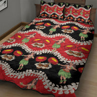Uliuli Hawaii Makahiki Quilt Bed Set Hawaiian Puakenikeni Lei Hula Girl Red Version LT14 - Polynesian Pride