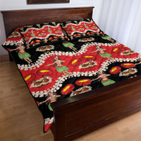 Uliuli Hawaii Makahiki Quilt Bed Set Hawaiian Puakenikeni Lei Hula Girl Red Version LT14 - Polynesian Pride