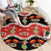 Uliuli Hawaii Makahiki Round Carpet Hawaiian Puakenikeni Lei Hula Girl Red Version LT14 - Polynesian Pride