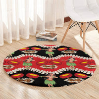 Uliuli Hawaii Makahiki Round Carpet Hawaiian Puakenikeni Lei Hula Girl Red Version LT14 - Polynesian Pride