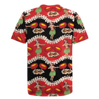 Uliuli Hawaii Makahiki Rugby Jersey Hawaiian Puakenikeni Lei Hula Girl Red Version LT14 - Polynesian Pride