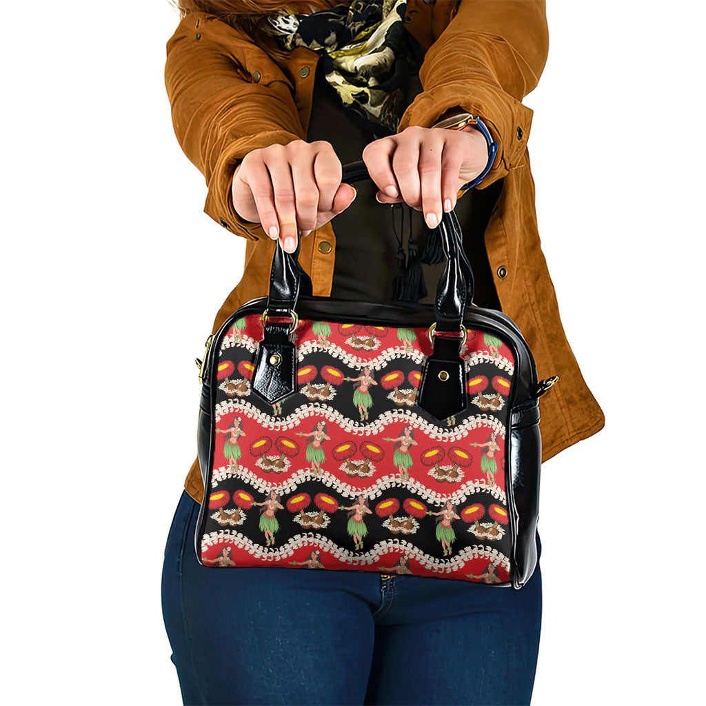Uliuli Hawaii Makahiki Shoulder Handbag Hawaiian Puakenikeni Lei Hula Girl Red Version LT14 One Size Red - Polynesian Pride