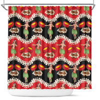 Uliuli Hawaii Makahiki Shower Curtain Hawaiian Puakenikeni Lei Hula Girl Red Version LT14 Red - Polynesian Pride