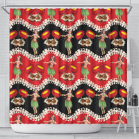 Uliuli Hawaii Makahiki Shower Curtain Hawaiian Puakenikeni Lei Hula Girl Red Version LT14 - Polynesian Pride