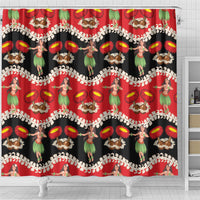 Uliuli Hawaii Makahiki Shower Curtain Hawaiian Puakenikeni Lei Hula Girl Red Version LT14 - Polynesian Pride