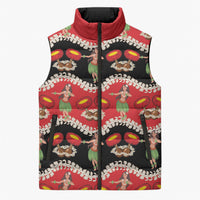 Uliuli Hawaii Makahiki Sleeveless Puffer Jacket Hawaiian Puakenikeni Lei Hula Girl Red Version LT14 Unisex Red - Polynesian Pride