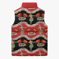 Uliuli Hawaii Makahiki Sleeveless Puffer Jacket Hawaiian Puakenikeni Lei Hula Girl Red Version LT14 - Polynesian Pride