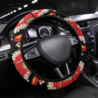 Uliuli Hawaii Makahiki Steering Wheel Cover Hawaiian Puakenikeni Lei Hula Girl Red Version LT14 Universal Fit Red - Polynesian Pride
