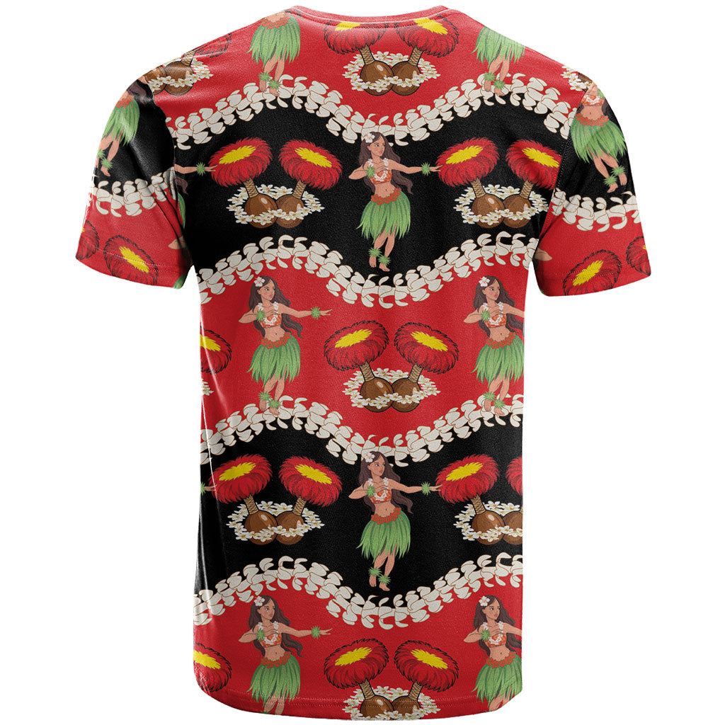 Uliuli Hawaii Makahiki T Shirt Hawaiian Puakenikeni Lei Hula Girl Red Version LT14 - Polynesian Pride