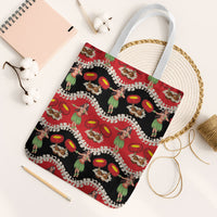 Uliuli Hawaii Makahiki Tote Bag Hawaiian Puakenikeni Lei Hula Girl Red Version LT14 White Strap One Size Red - Polynesian Pride