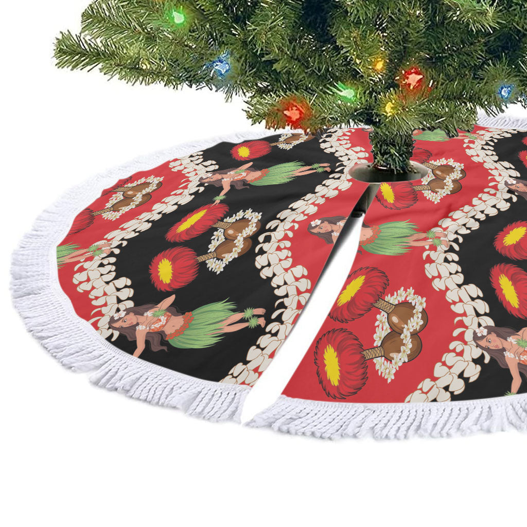Uliuli Hawaii Makahiki Tree Skirt Hawaiian Puakenikeni Lei Hula Girl Red Version LT14 - Polynesian Pride