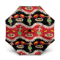 Uliuli Hawaii Makahiki Umbrella Hawaiian Puakenikeni Lei Hula Girl Red Version LT14 One Size Folded 11.42 inch Opened Diameter 37.4 inch Red - Polynesian Pride