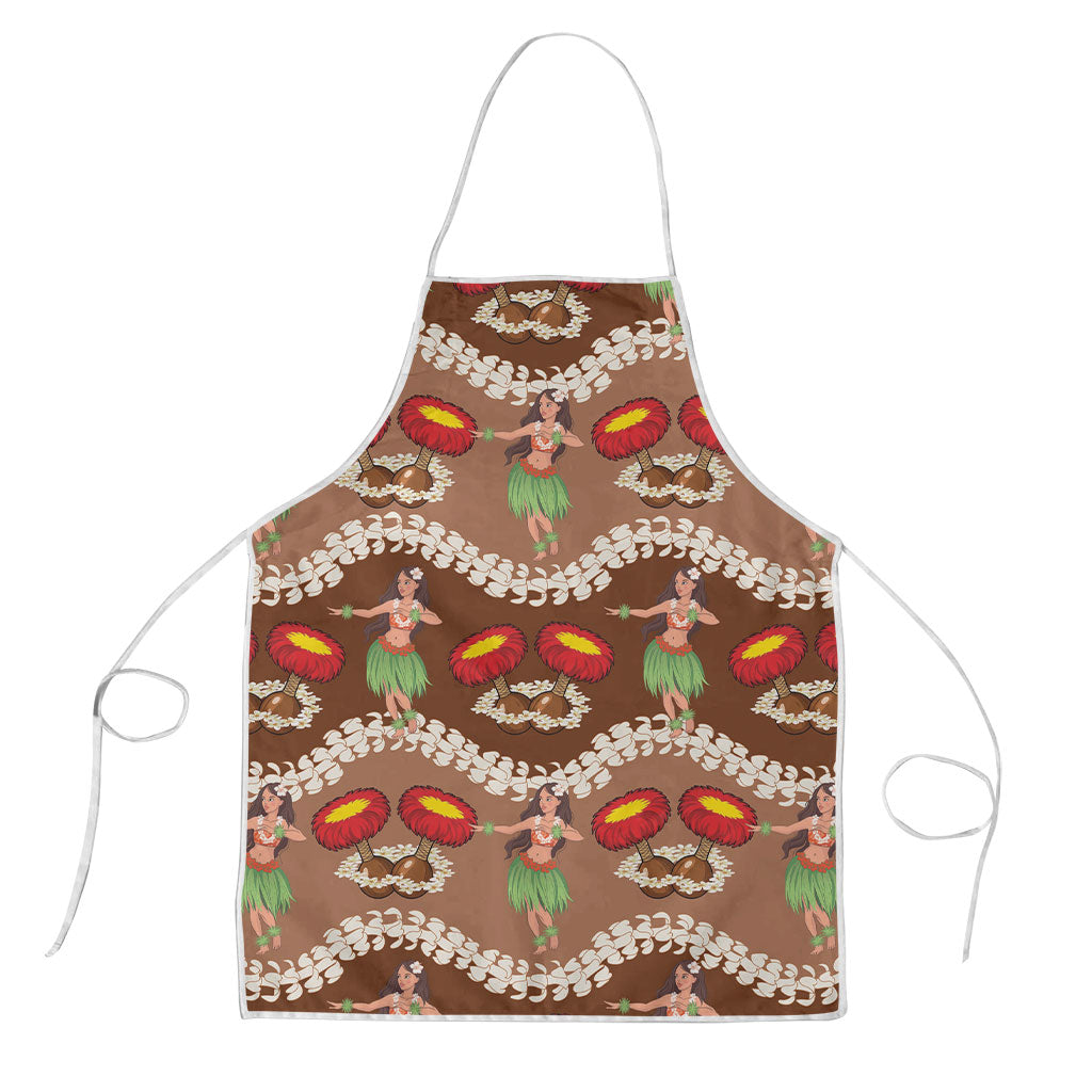 Uliuli Hawaii Makahiki Apron Hawaiian Puakenikeni Lei Hula Girl Brown Version LT14 Brown - Polynesian Pride