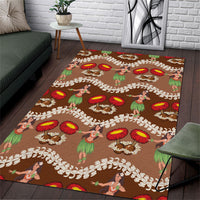 Uliuli Hawaii Makahiki Area Rug Hawaiian Puakenikeni Lei Hula Girl Brown Version LT14 Brown - Polynesian Pride