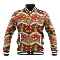 Uliuli Hawaii Makahiki Baseball Jacket Hawaiian Puakenikeni Lei Hula Girl Brown Version LT14 Unisex Brown - Polynesian Pride