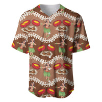 Uliuli Hawaii Makahiki Baseball Jersey Hawaiian Puakenikeni Lei Hula Girl Brown Version LT14 Brown - Polynesian Pride