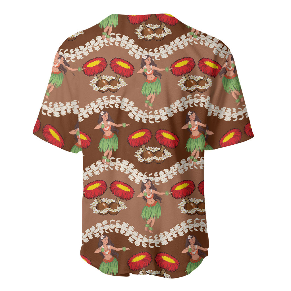 Uliuli Hawaii Makahiki Baseball Jersey Hawaiian Puakenikeni Lei Hula Girl Brown Version LT14 - Polynesian Pride