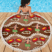 Uliuli Hawaii Makahiki Beach Blanket Hawaiian Puakenikeni Lei Hula Girl Brown Version LT14 - Polynesian Pride