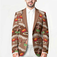 Uliuli Hawaii Makahiki Blazer Hawaiian Puakenikeni Lei Hula Girl Brown Version LT14 - Polynesian Pride