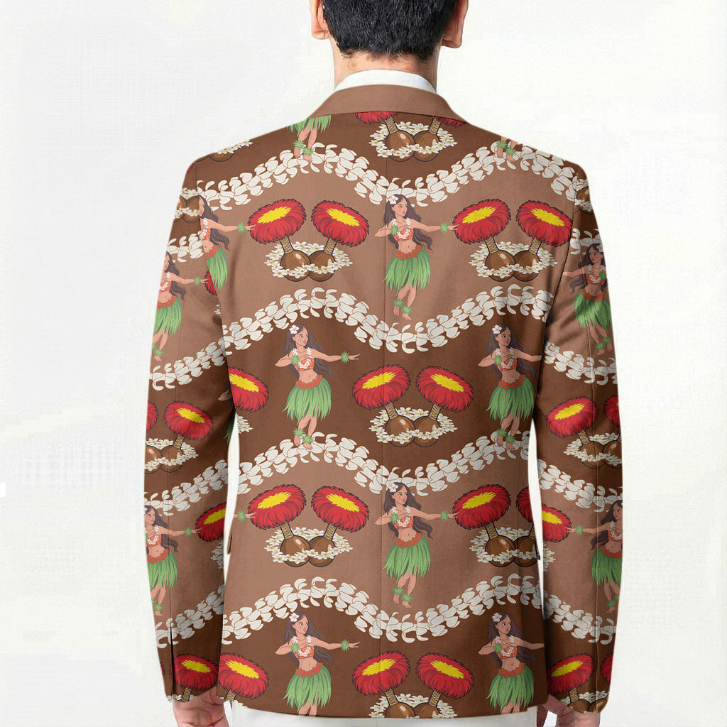 Uliuli Hawaii Makahiki Blazer Hawaiian Puakenikeni Lei Hula Girl Brown Version LT14 - Polynesian Pride