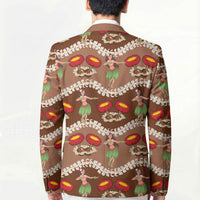 Uliuli Hawaii Makahiki Blazer Hawaiian Puakenikeni Lei Hula Girl Brown Version LT14 - Polynesian Pride