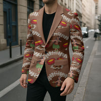 Uliuli Hawaii Makahiki Blazer Hawaiian Puakenikeni Lei Hula Girl Brown Version LT14 - Polynesian Pride