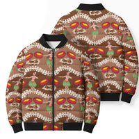 Uliuli Hawaii Makahiki Bomber Puffer Jacket Hawaiian Puakenikeni Lei Hula Girl Brown Version LT14 - Polynesian Pride
