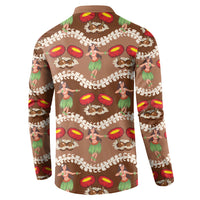 Uliuli Hawaii Makahiki Button Sweatshirt Hawaiian Puakenikeni Lei Hula Girl Brown Version LT14 - Polynesian Pride