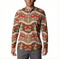 Uliuli Hawaii Makahiki Button Sweatshirt Hawaiian Puakenikeni Lei Hula Girl Brown Version LT14 - Polynesian Pride