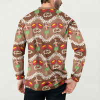 Uliuli Hawaii Makahiki Button Sweatshirt Hawaiian Puakenikeni Lei Hula Girl Brown Version LT14 - Polynesian Pride