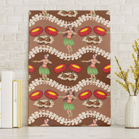 Uliuli Hawaii Makahiki Canvas Wall Art Hawaiian Puakenikeni Lei Hula Girl Brown Version LT14 Without Frame Brown - Polynesian Pride