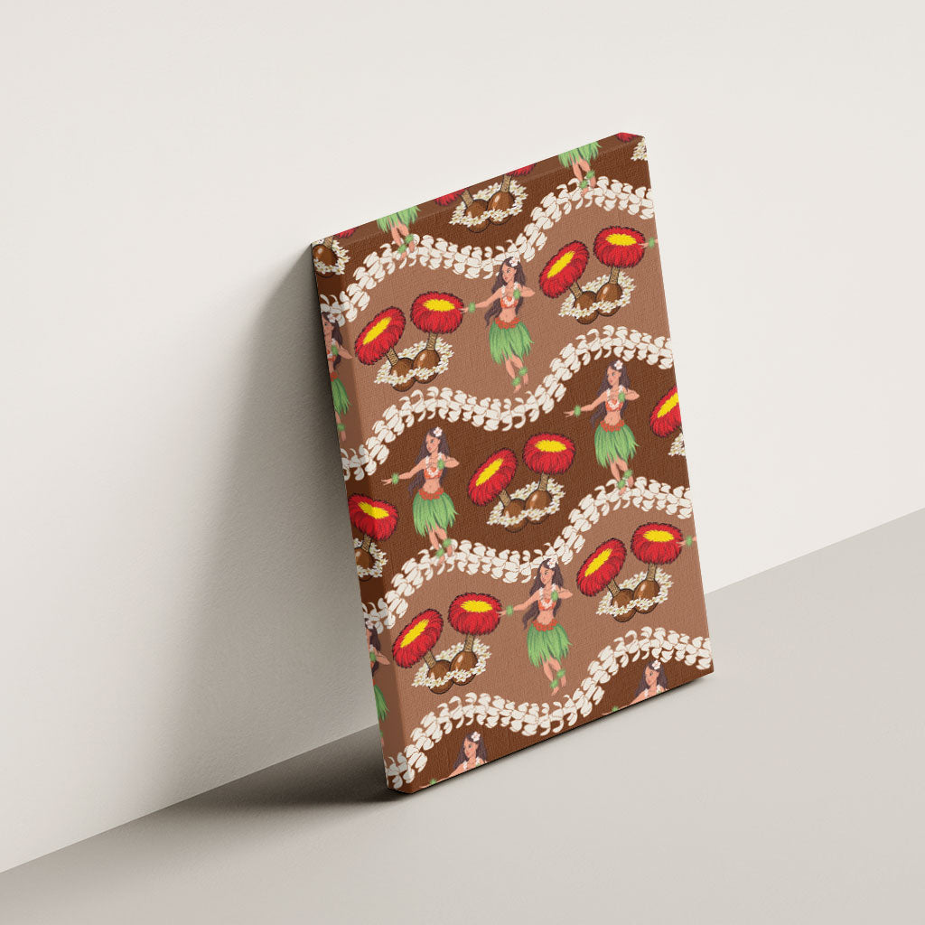 Uliuli Hawaii Makahiki Canvas Wall Art Hawaiian Puakenikeni Lei Hula Girl Brown Version LT14 - Polynesian Pride