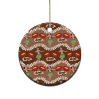 Uliuli Hawaii Makahiki Ceramic Ornament Hawaiian Puakenikeni Lei Hula Girl Brown Version LT14 - Polynesian Pride