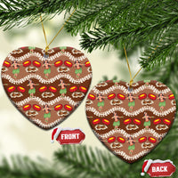 Uliuli Hawaii Makahiki Ceramic Ornament Hawaiian Puakenikeni Lei Hula Girl Brown Version LT14 Heart Brown - Polynesian Pride