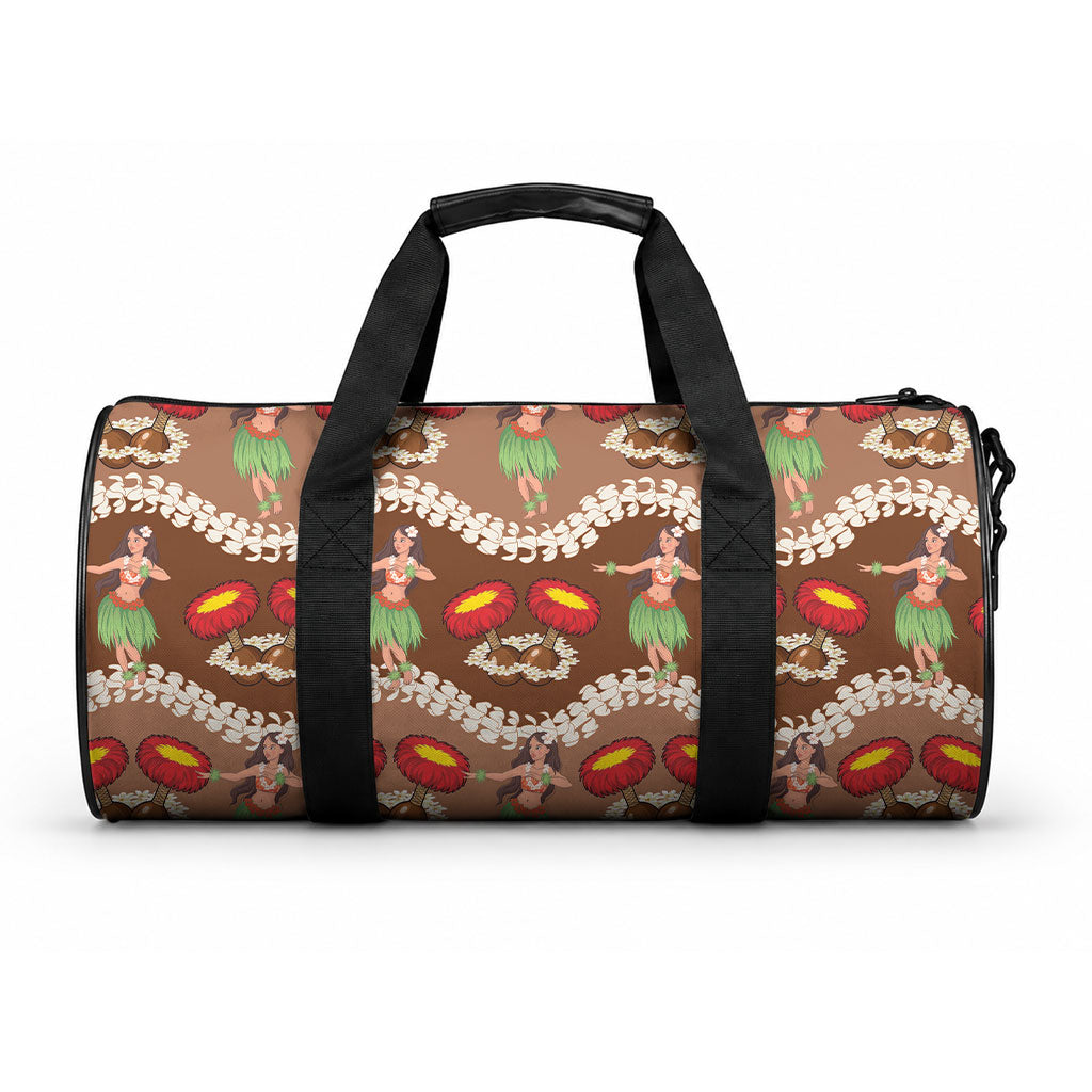 Uliuli Hawaii Makahiki Duffle Bag Hawaiian Puakenikeni Lei Hula Girl Brown Version LT14 One size Brown - Polynesian Pride