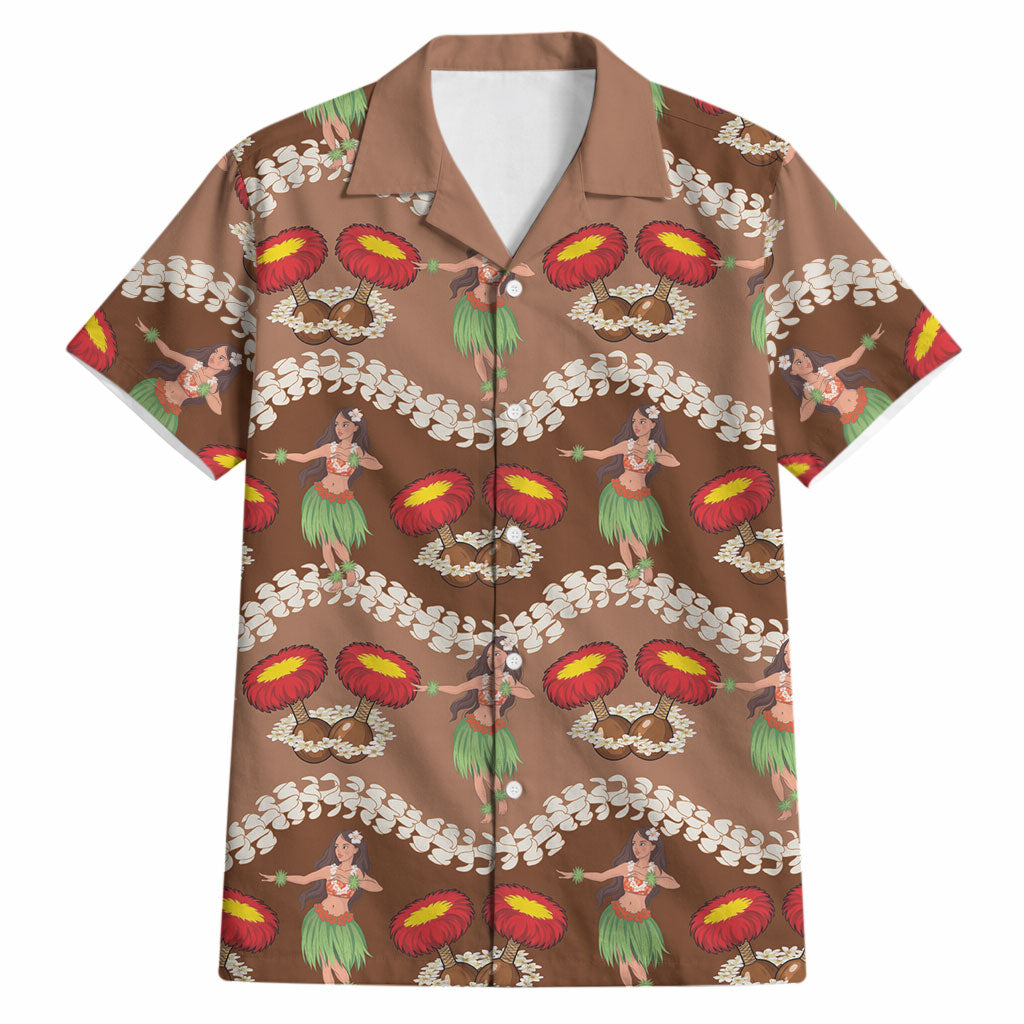 Uliuli Hawaii Makahiki Hawaiian Shirt Hawaiian Puakenikeni Lei Hula Girl Brown Version LT14 Brown - Polynesian Pride