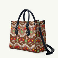 Uliuli Hawaii Makahiki Leather Bag Hawaiian Puakenikeni Lei Hula Girl Brown Version LT14 Brown - Polynesian Pride