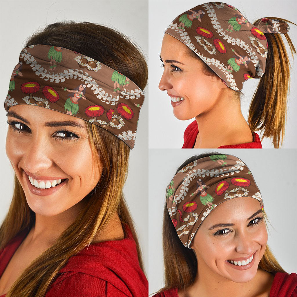 Uliuli Hawaii Makahiki Neck Gaiter Hawaiian Puakenikeni Lei Hula Girl Brown Version LT14 - Polynesian Pride