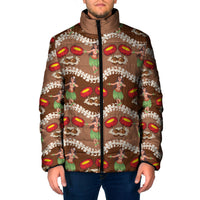 Uliuli Hawaii Makahiki Padded Jacket Hawaiian Puakenikeni Lei Hula Girl Brown Version LT14 Men Brown - Polynesian Pride